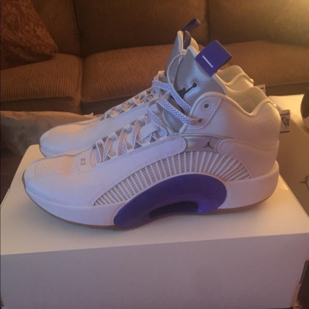 Jordan 35 white and blue size 12.5 only worn once